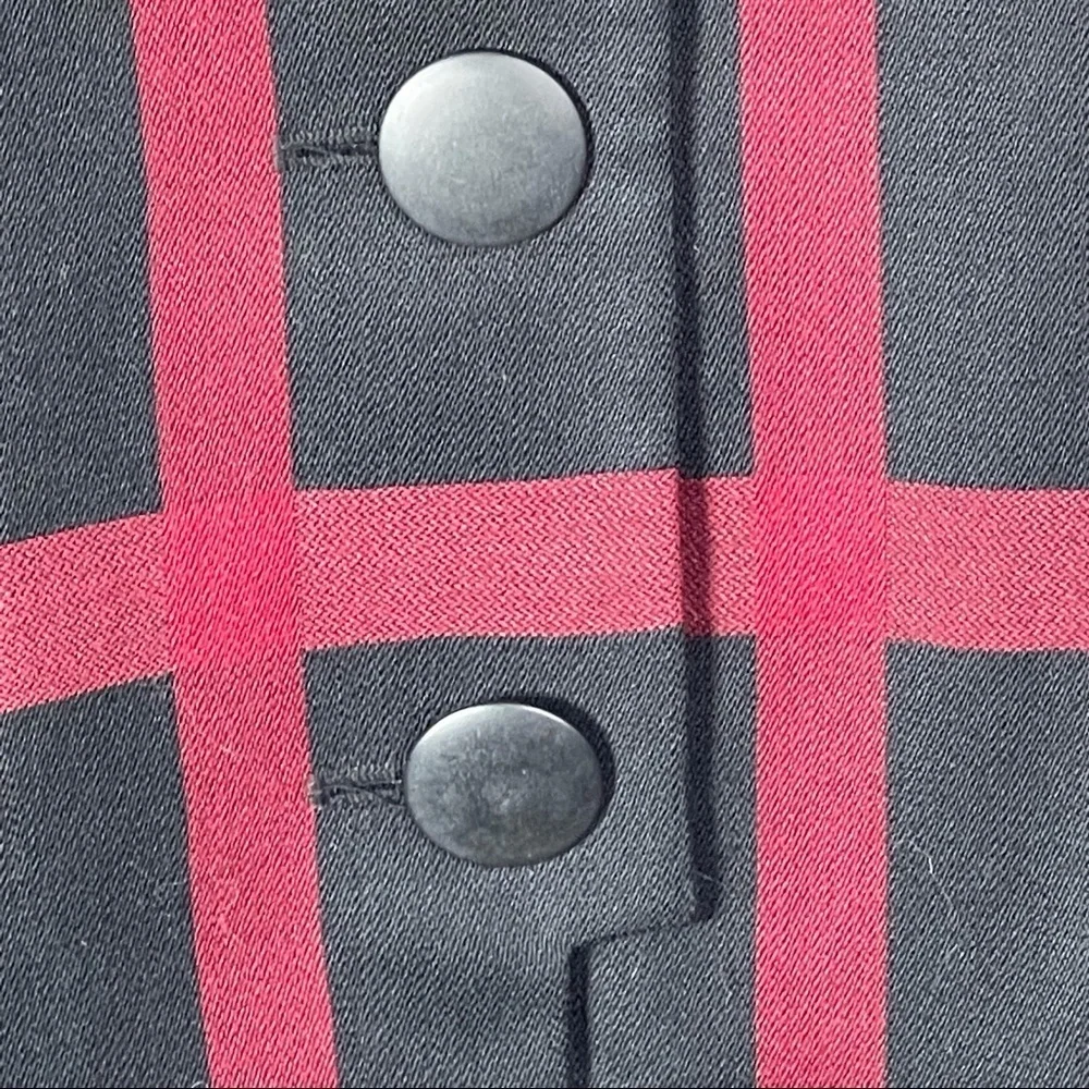 Christian Dior Vintage Wool Plaid Blazer Black Red